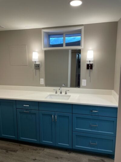 basement bathroom with egress window