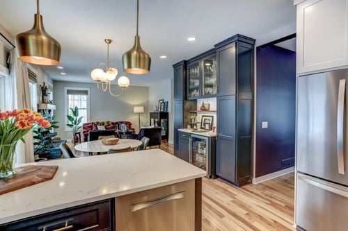 view from a kitchen into an open living room