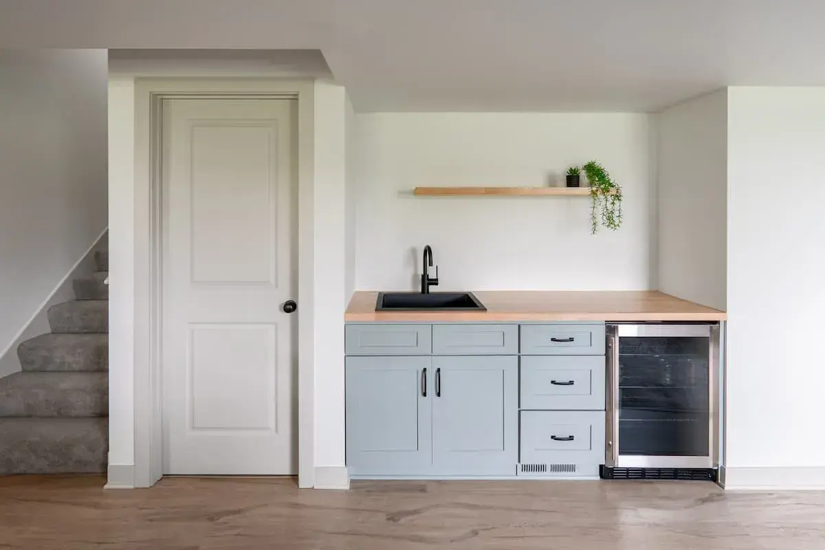 home renovation with sink, counterspace and beverage center in apple valley, mn