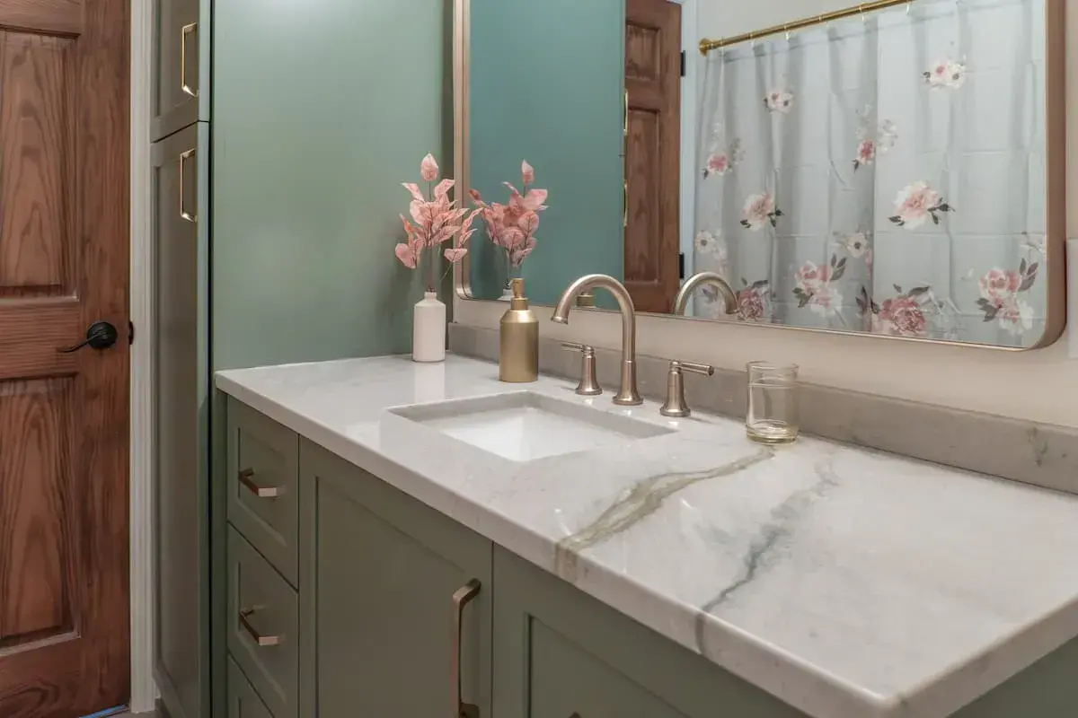 bathroom renovation, marble countertop