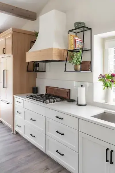 natural wood cabinets in open kitchen with island