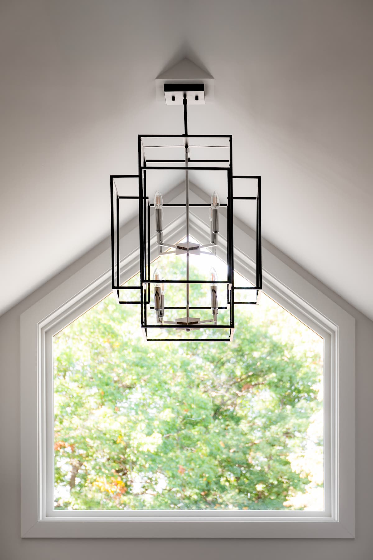 close up of bespoke, modern chandelier