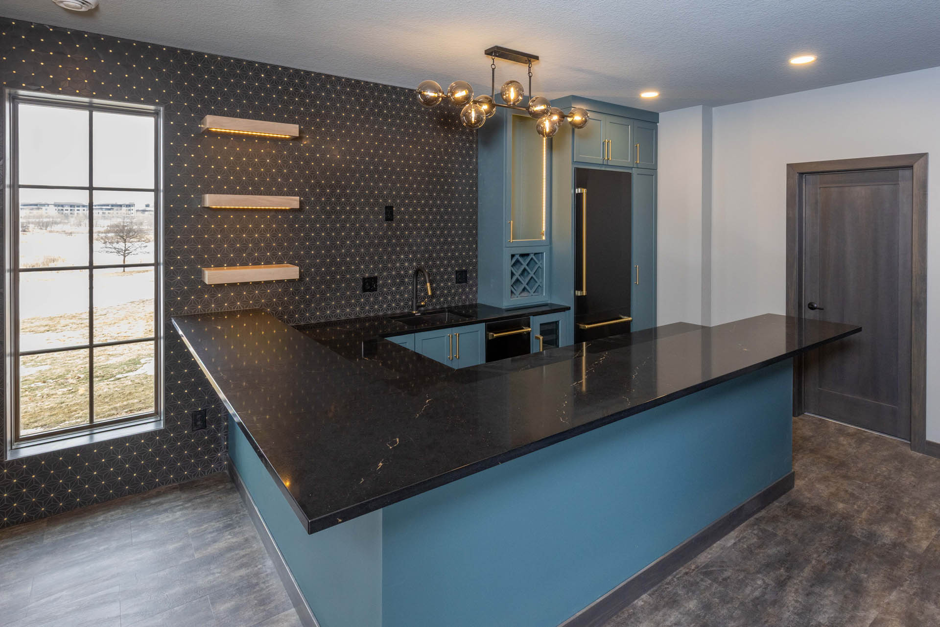 kitchen and bar area in indoor sport court addition