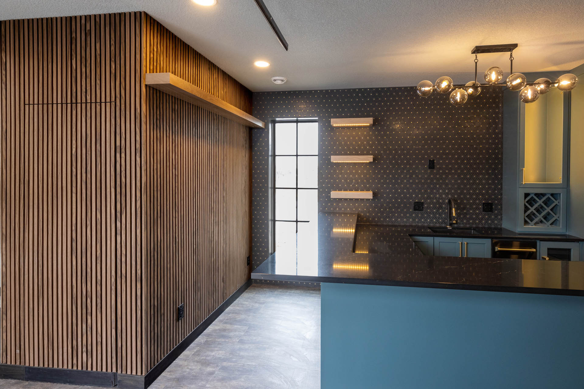 acoustic paneling inside kitchen area