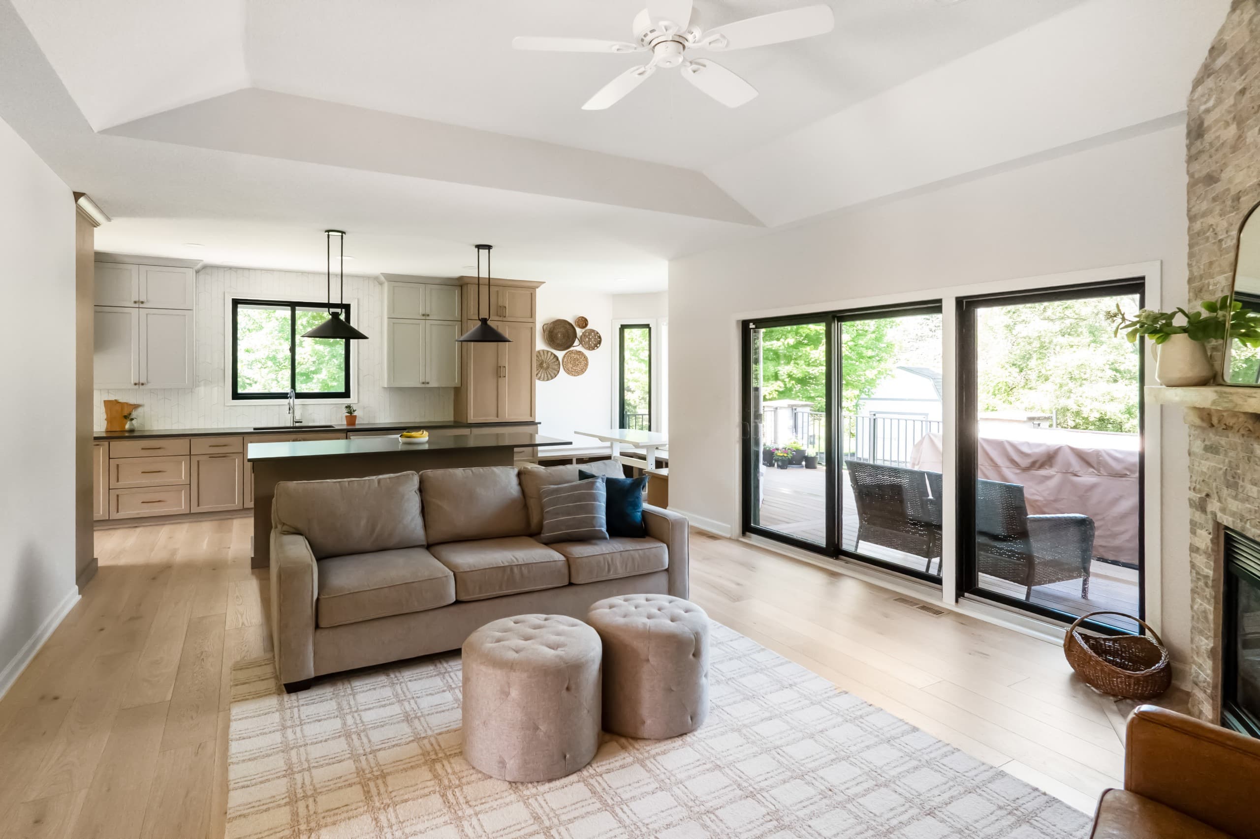 an open living room with a boho aesthetic