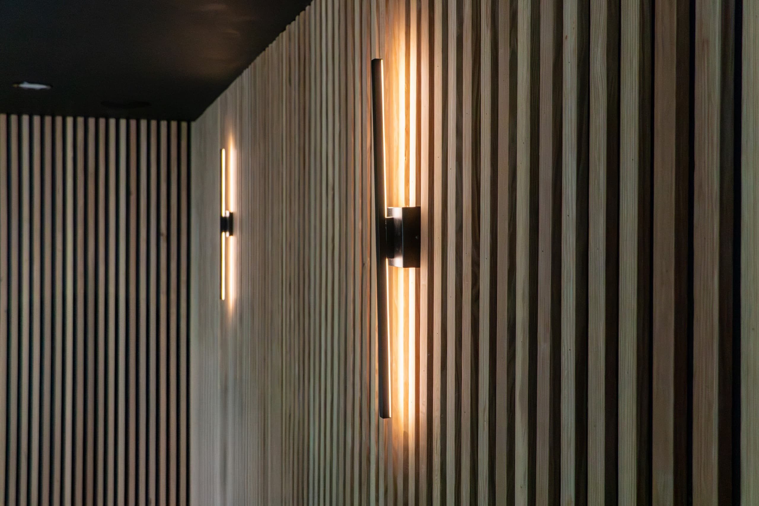 close-up of lights inside a golf simulator room